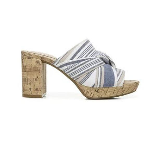 Lifestride Laguna Peep Toe Slip On Cork Chunky Heel Sandal Mule sz 6 NWT NEW BOX - Picture 2 of 13